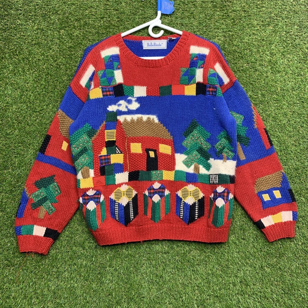 Vintage BellePointe Sweater Womens Large Ugly Christmas Village Gifts Pullover